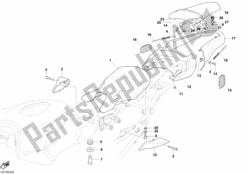 All parts for the Seat Biposto of the Ducati Superbike 999 S 2003